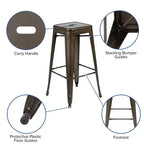 Emma and Oliver 4 Pack 30 High Metal Indoor Bar Stool - Stackable Stool