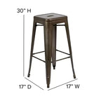 Emma and Oliver 4 Pack 30 High Metal Indoor Bar Stool - Stackable Stool