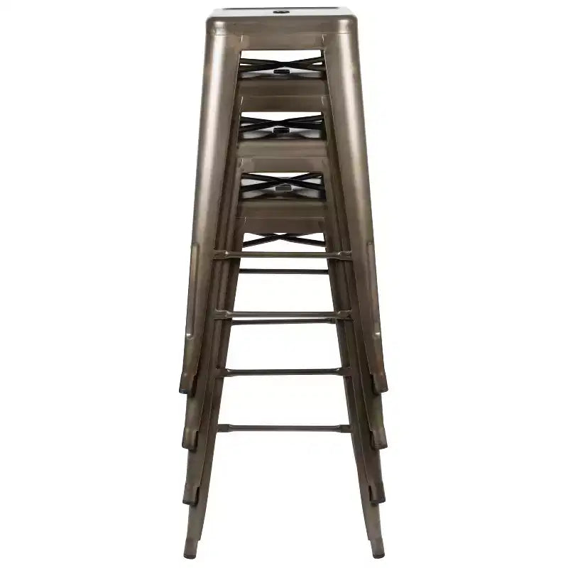 Emma and Oliver 4 Pack 30 High Metal Indoor Bar Stool - Stackable Stool