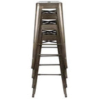 Emma and Oliver 4 Pack 30 High Metal Indoor Bar Stool - Stackable Stool