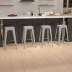 Emma and Oliver 4 Pack 30 High Metal Indoor Bar Stool - Stackable Stool