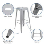 Emma and Oliver 4 Pack 30 High Metal Indoor Bar Stool - Stackable Stool