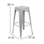 Emma and Oliver 4 Pack 30 High Metal Indoor Bar Stool - Stackable Stool