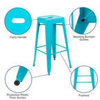 Emma and Oliver 4 Pack 30 High Metal Indoor Bar Stool - Stackable Stool