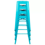 Emma and Oliver 4 Pack 30 High Metal Indoor Bar Stool - Stackable Stool