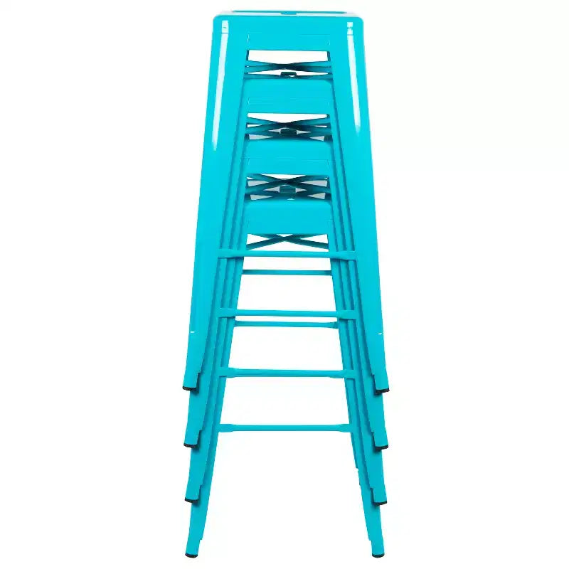 Emma and Oliver 4 Pack 30 High Metal Indoor Bar Stool - Stackable Stool