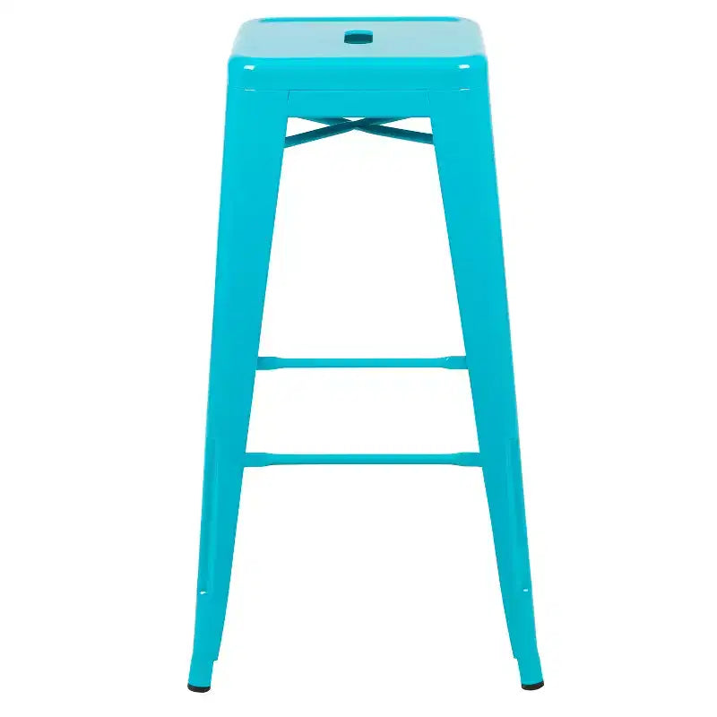 Emma and Oliver 4 Pack 30 High Metal Indoor Bar Stool - Stackable Stool