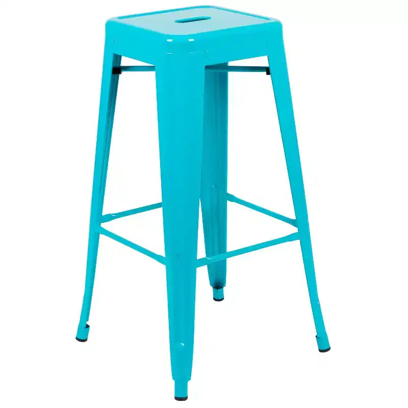 Emma and Oliver 4 Pack 30 High Metal Indoor Bar Stool - Stackable Stool