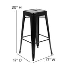 Emma and Oliver 4 Pack 30 High Metal Indoor Bar Stool - Stackable Stool