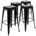 Emma and Oliver 4 Pack 30 High Metal Indoor Bar Stool - Stackable Stool