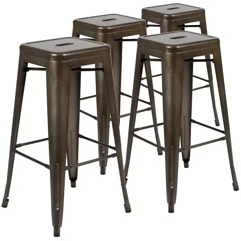 Emma and Oliver 4 Pack 30 High Metal Indoor Bar Stool - Stackable Stool
