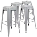 Emma and Oliver 4 Pack 30 High Metal Indoor Bar Stool - Stackable Stool