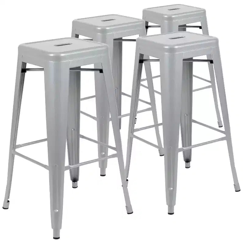 Emma and Oliver 4 Pack 30 High Metal Indoor Bar Stool - Stackable Stool