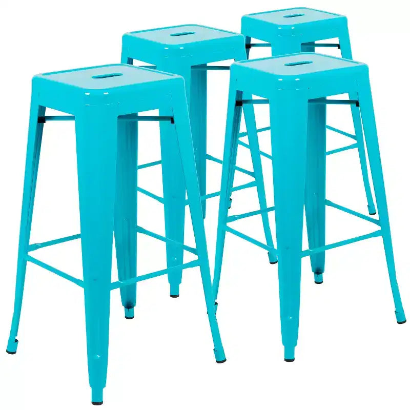 Emma and Oliver 4 Pack 30 High Metal Indoor Bar Stool - Stackable Stool