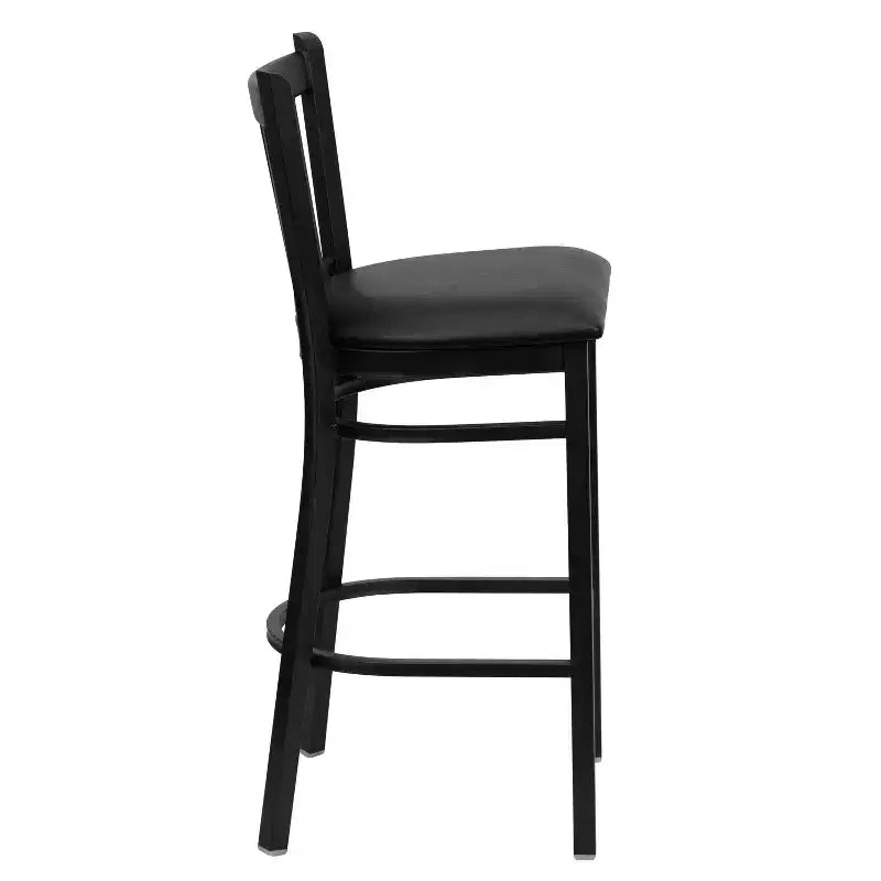 Tabouret de bar de restaurant Emma et Oliver Black Vertical Back en métal