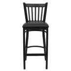 Tabouret de bar de restaurant Emma et Oliver Black Vertical Back en métal