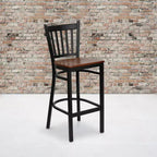 Tabouret de bar de restaurant Emma et Oliver Black Vertical Back en métal