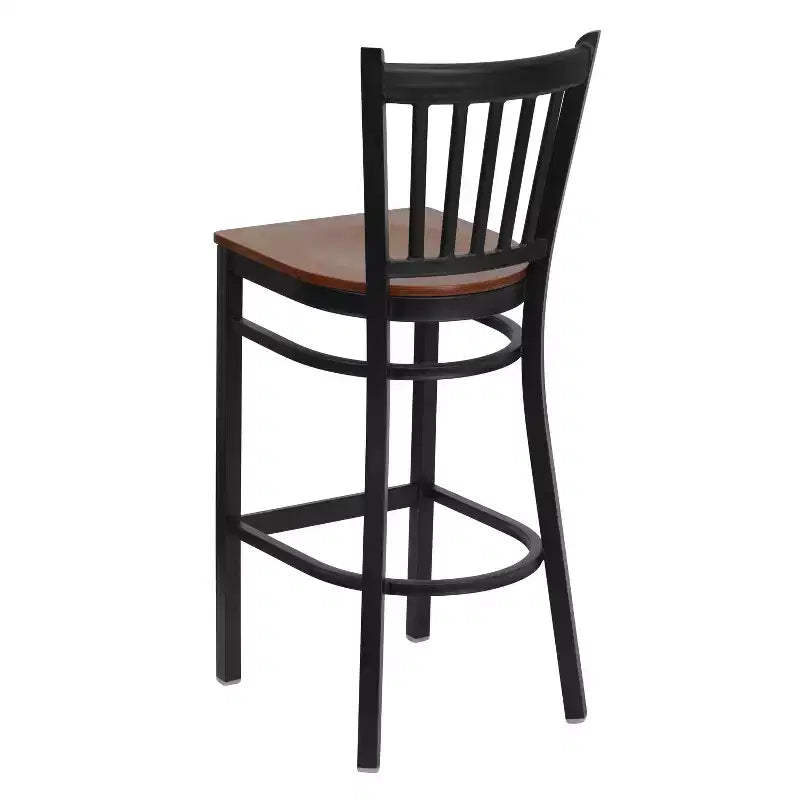 Tabouret de bar de restaurant Emma et Oliver Black Vertical Back en métal