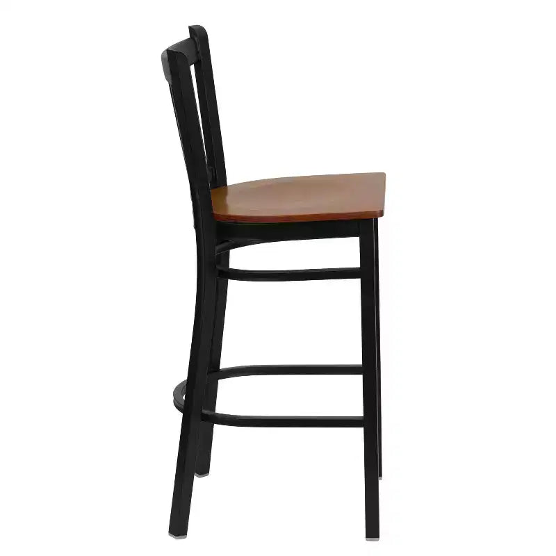 Tabouret de bar de restaurant Emma et Oliver Black Vertical Back en métal