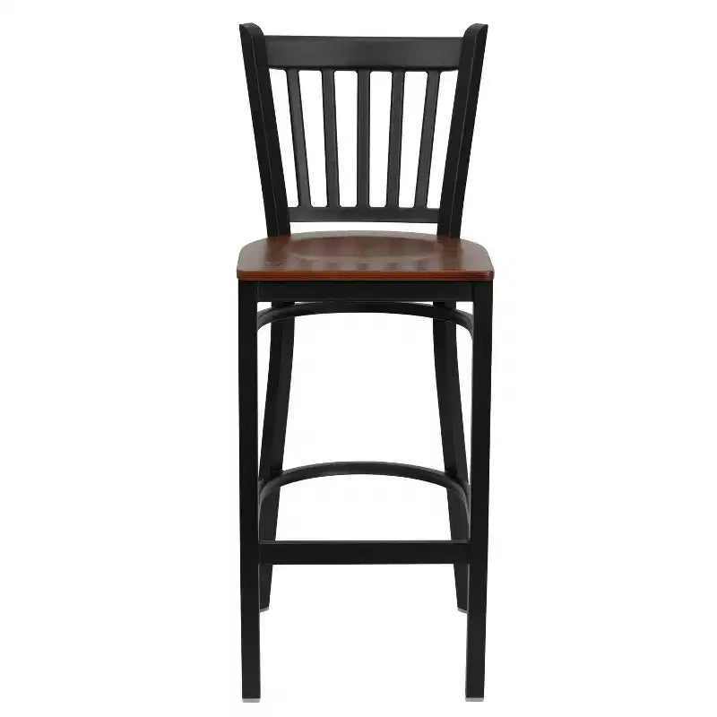 Tabouret de bar de restaurant Emma et Oliver Black Vertical Back en métal