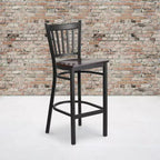 Tabouret de bar de restaurant Emma et Oliver Black Vertical Back en métal