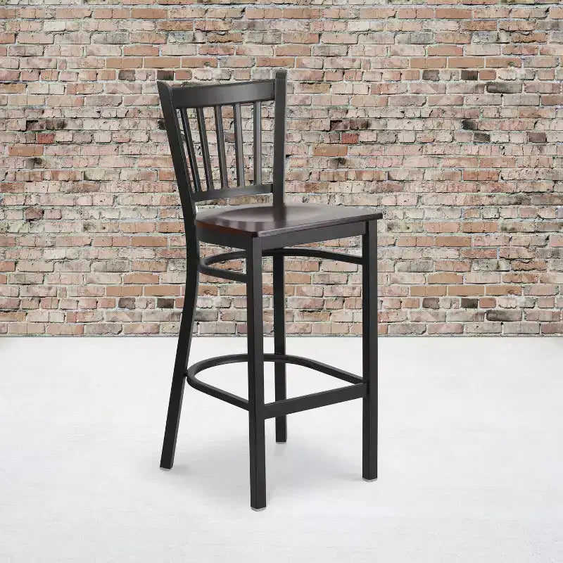 Tabouret de bar de restaurant Emma et Oliver Black Vertical Back en métal