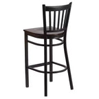 Tabouret de bar de restaurant Emma et Oliver Black Vertical Back en métal