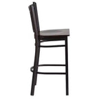 Tabouret de bar de restaurant Emma et Oliver Black Vertical Back en métal