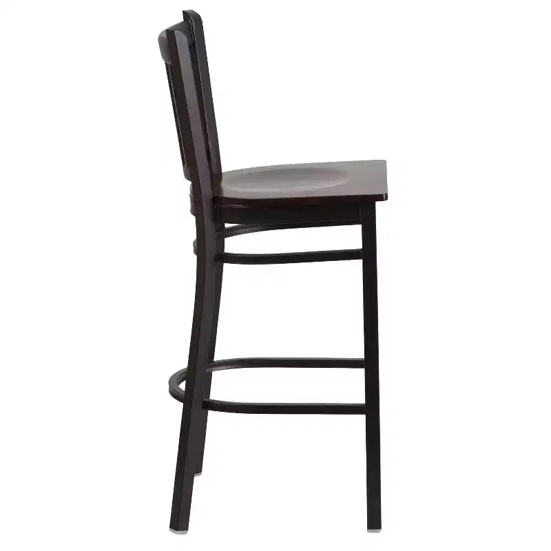 Tabouret de bar de restaurant Emma et Oliver Black Vertical Back en métal