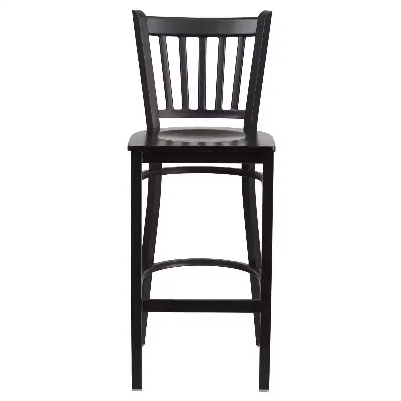 Tabouret de bar de restaurant Emma et Oliver Black Vertical Back en métal
