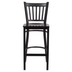 Tabouret de bar de restaurant Emma et Oliver Black Vertical Back en métal
