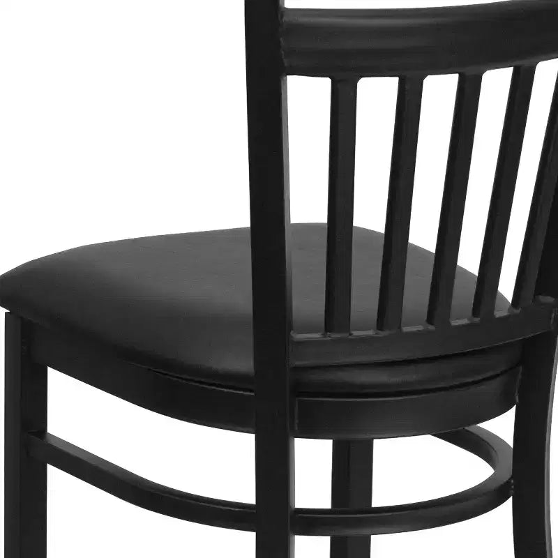 Tabouret de bar de restaurant Emma et Oliver Black Vertical Back en métal