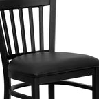 Tabouret de bar de restaurant Emma et Oliver Black Vertical Back en métal