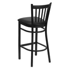 Tabouret de bar de restaurant Emma et Oliver Black Vertical Back en métal