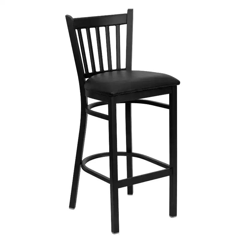 Tabouret de bar de restaurant Emma et Oliver Black Vertical Back en métal