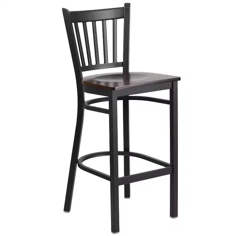 Tabouret de bar de restaurant Emma et Oliver Black Vertical Back en métal