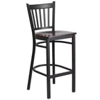 Tabouret de bar de restaurant Emma et Oliver Black Vertical Back en métal