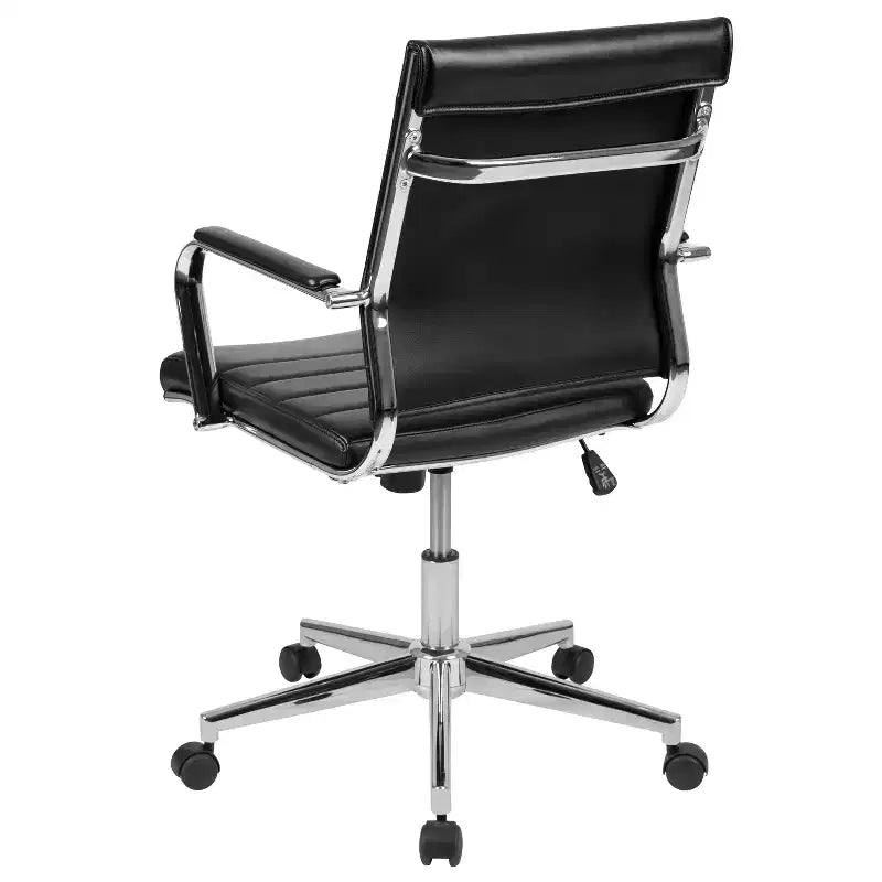 Emma and Oliver Mid-Back LeatherSoft Ribbed Executive Swivel Office Chair - Desk Chair