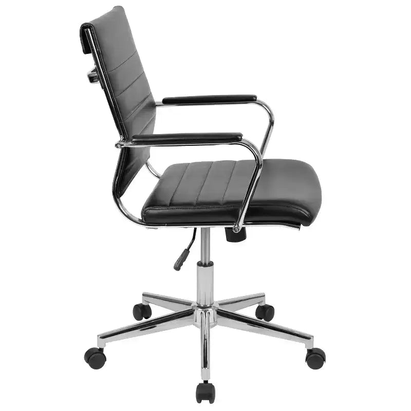 Emma and Oliver Mid-Back LeatherSoft Ribbed Executive Swivel Office Chair - Desk Chair