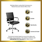 Emma and Oliver Mid-Back LeatherSoft Ribbed Executive Swivel Office Chair - Desk Chair