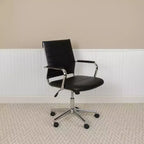 Emma and Oliver Mid-Back LeatherSoft Ribbed Executive Swivel Office Chair - Desk Chair