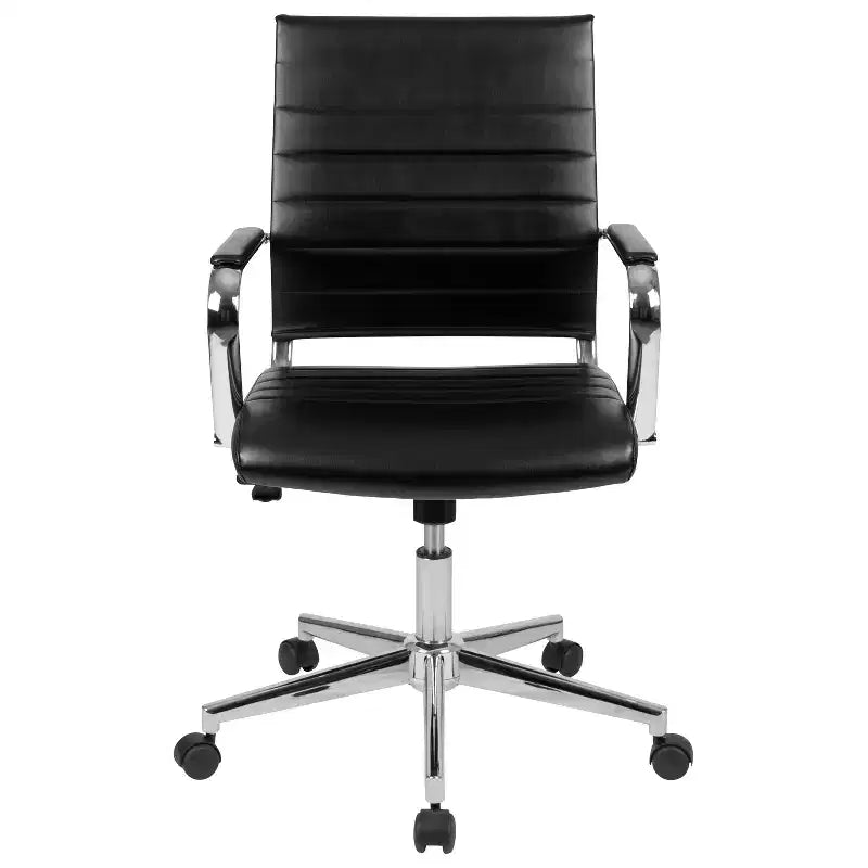 Emma and Oliver Mid-Back LeatherSoft Ribbed Executive Swivel Office Chair - Desk Chair