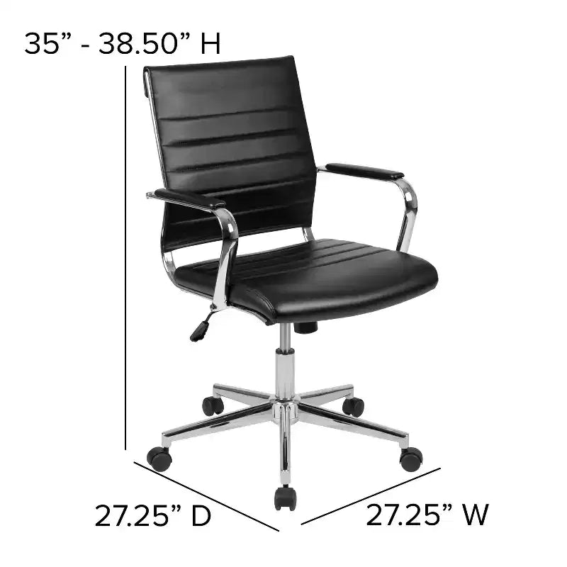 Emma and Oliver Mid-Back LeatherSoft Ribbed Executive Swivel Office Chair - Desk Chair