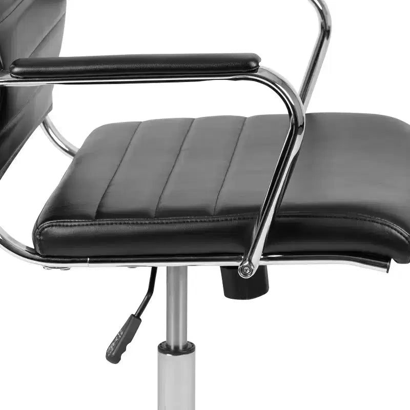Emma and Oliver Mid-Back LeatherSoft Ribbed Executive Swivel Office Chair - Desk Chair