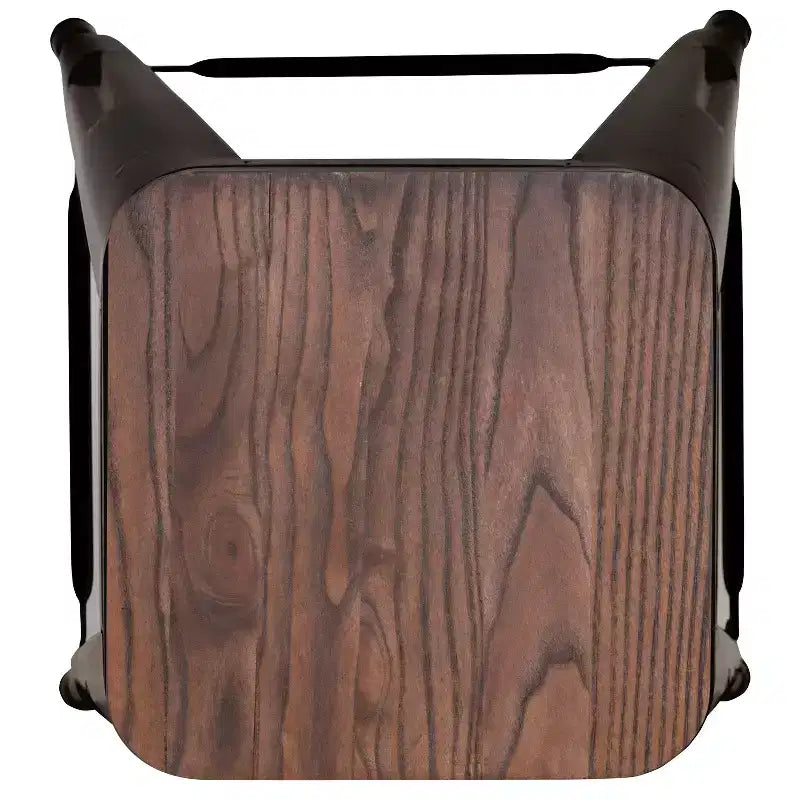 Emma et Oliver Tabouret de bar d'intérieur en métal de 24 po avec siège en bois – Ensemble empilable de 4