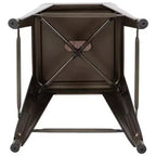 Emma et Oliver Tabouret de bar d'intérieur en métal de 24 po avec siège en bois – Ensemble empilable de 4