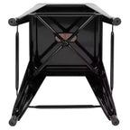 Emma et Oliver Tabouret de bar d'intérieur en métal de 24 po avec siège en bois – Ensemble empilable de 4