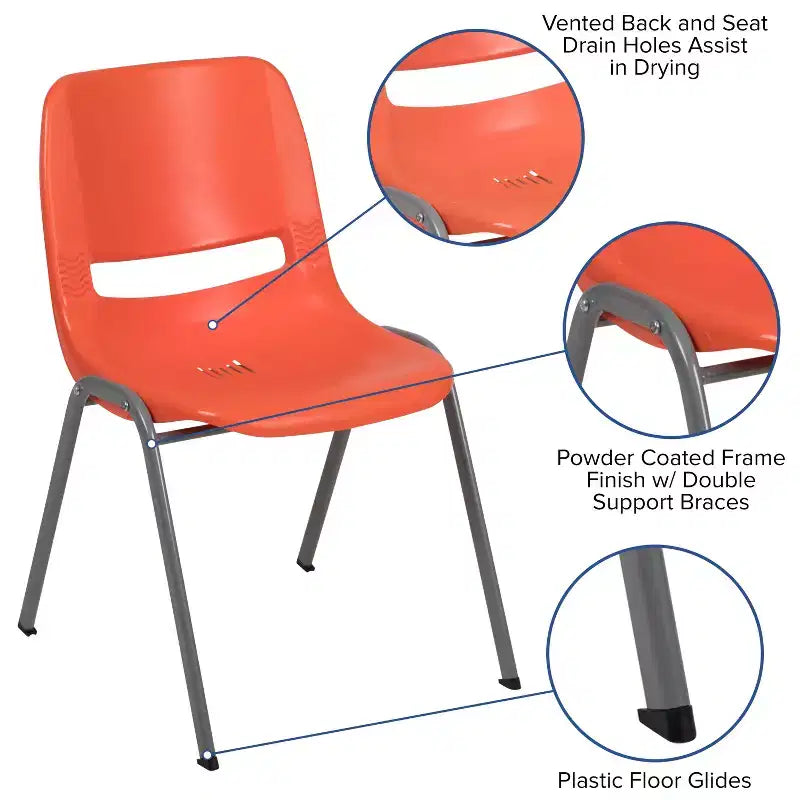 Emma and Oliver Ergonomic Shell Student Stack Chair - Classroom Chair / Office Guest Chair