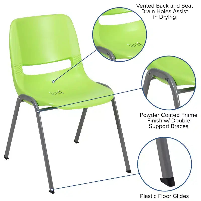 Emma and Oliver Ergonomic Shell Student Stack Chair - Classroom Chair / Office Guest Chair