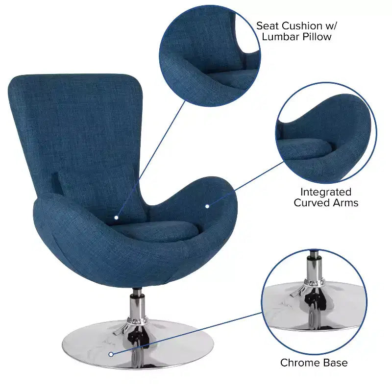 Emma and Oliver Swiveling Side Reception Chair with Back Pillow